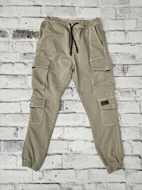 Zara Beige Cargo Jogger Pants Womens Small Utility Streetwear